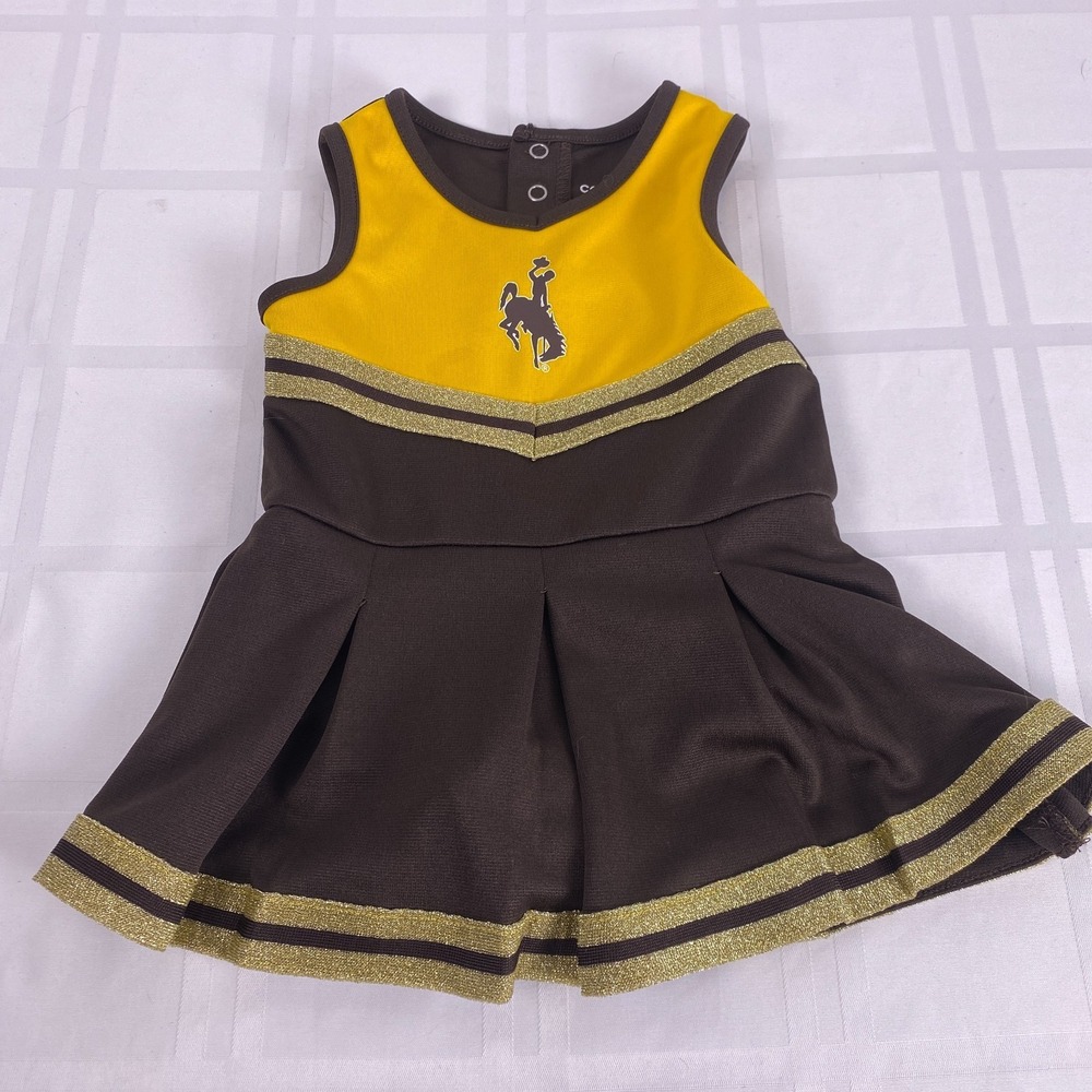 University of Wyoming Cowboys Cheer One piece. Brown/Gold. 6-12 Months‎